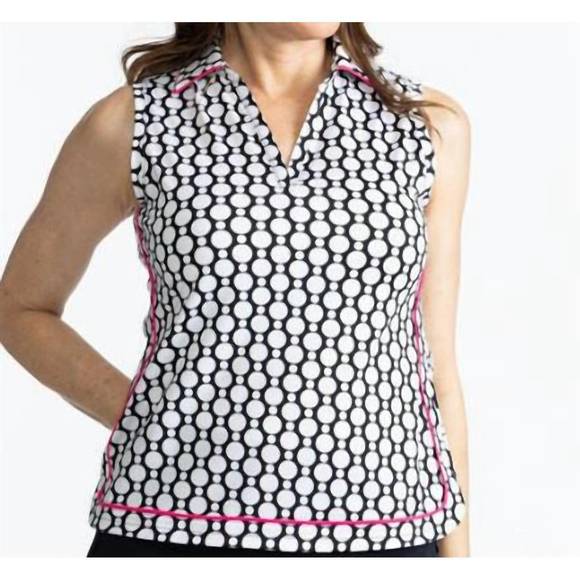NEW KINONA bogey round sleeveless golf top in spiral floral - Picture 2 of 4
